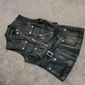 Black Moto INC Leather Vest